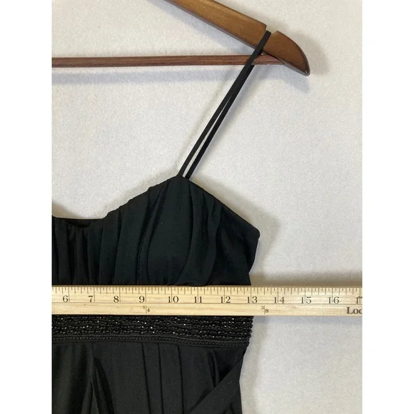 Cocktail Sweet Storm Women M Black Beaded Empire Waist Chiffon Dress 26579 - Picture 6 of 9